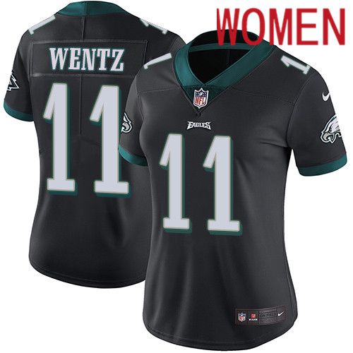 Women Philadelphia Eagles #11 Carson Wentz Nike Black Vapor Limited NFL Jersey->women nfl jersey->Women Jersey